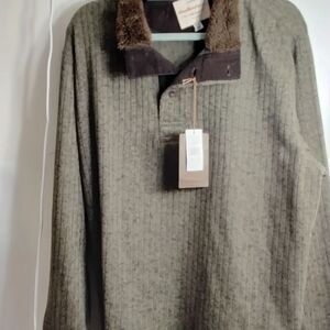 Weatherproof Olive and Brown Zip Up Sweater